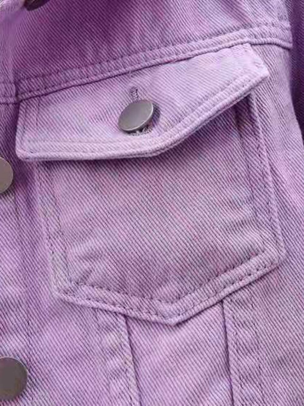 Lavender Purple Cropped Denim Jacket - Picture 6 of 7